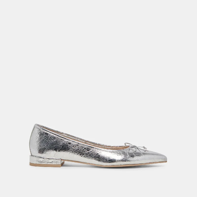 PALANI BALLET FLATS SILVER DISTRESSED LEATHER