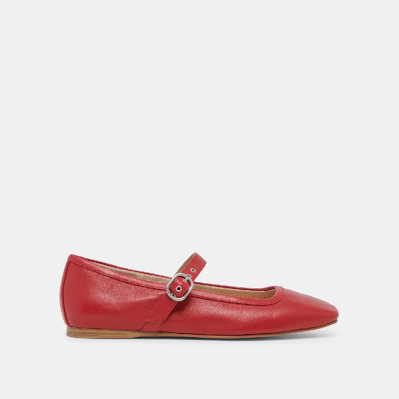 RODNI BALLET FLATS RED LEATHER