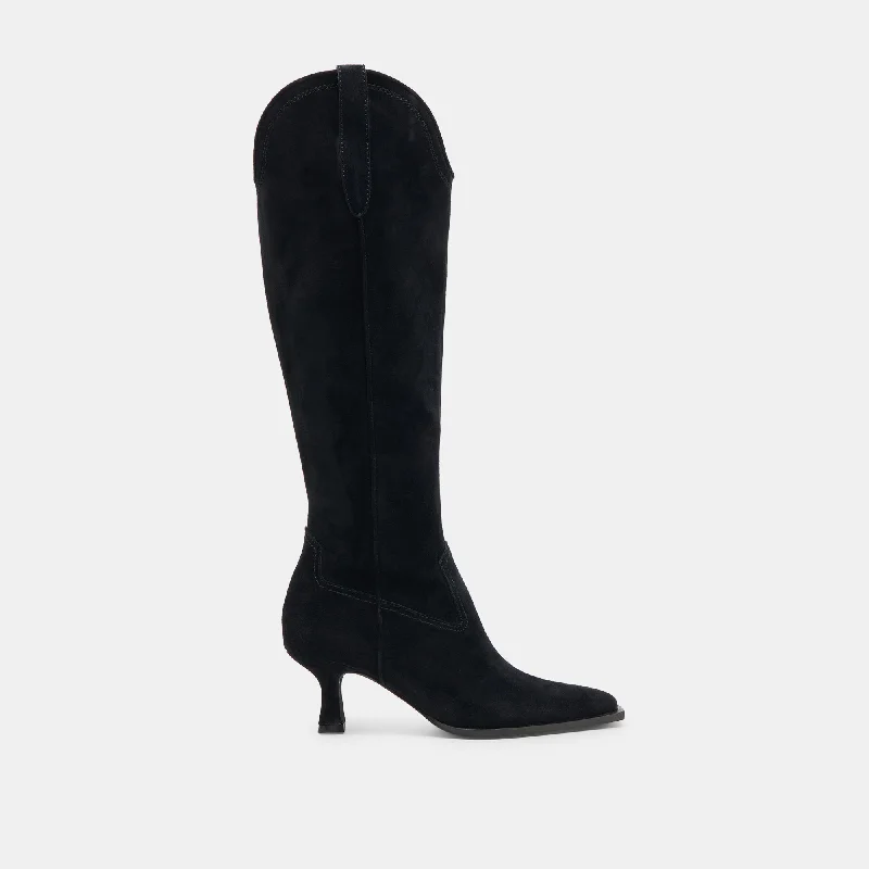 ARIANA WIDE CALF BOOTS ONYX SUEDE