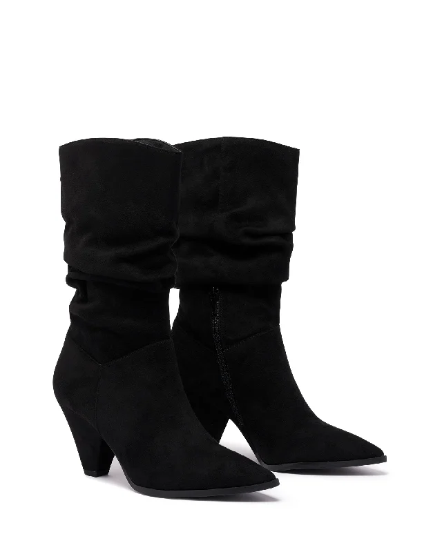 Blondie Boot Black Faux Suede