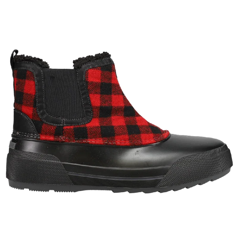 Icicles Plaid Pull On Chelsea Round Toe Booties