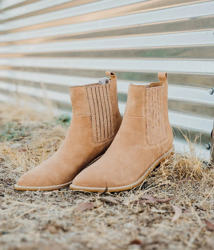 Leonor Suede Ankle Boot in Tan