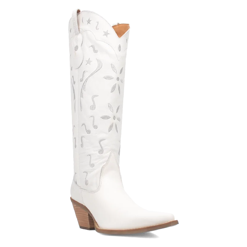 Online Exclusive | Dingo | Rhymin Leather Cowboy Boot in White **PREORDER