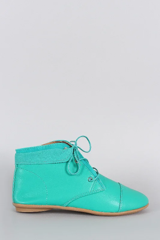 Bamboo Fold Over Cuff Lace Up Bootie