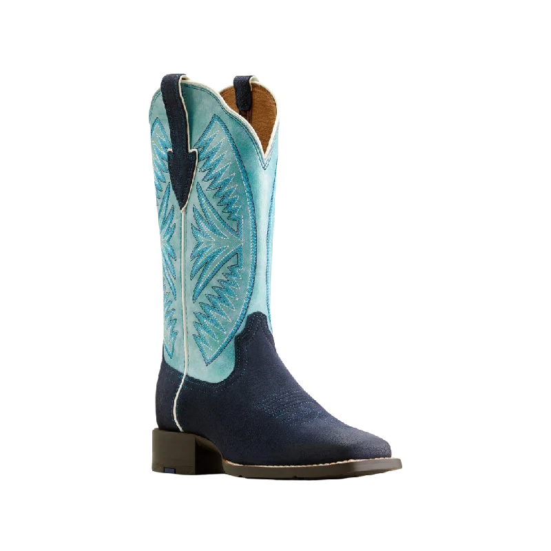 Ariat Women's Round Up Ruidoso Western Midnight In Marfa Roughoutcoastal Blue Boot