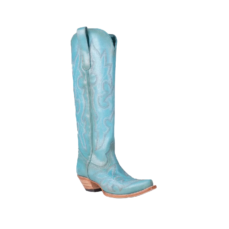 Corral Women's Embroidered Tall Top Snip Toe Blue Boots