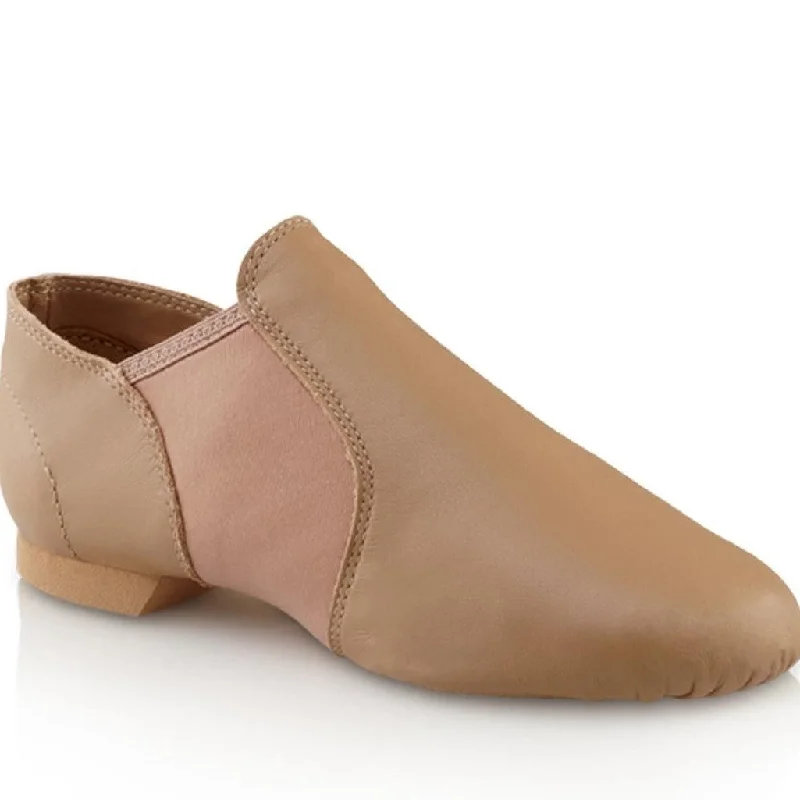 EJ2C Child | Leather E-Series Slip-On Jazz Shoes| Capezio | Black | Caramel