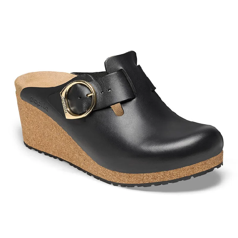 Birkenstock Fanny Ring-Buckle Leather Black Women's