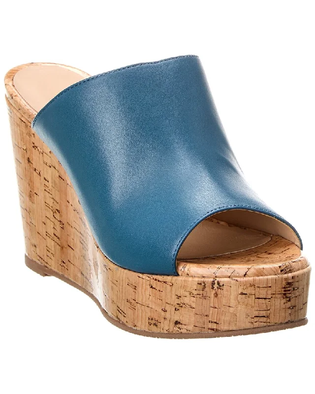 Stuart Weitzman Margarite Leather Wedge Sandal