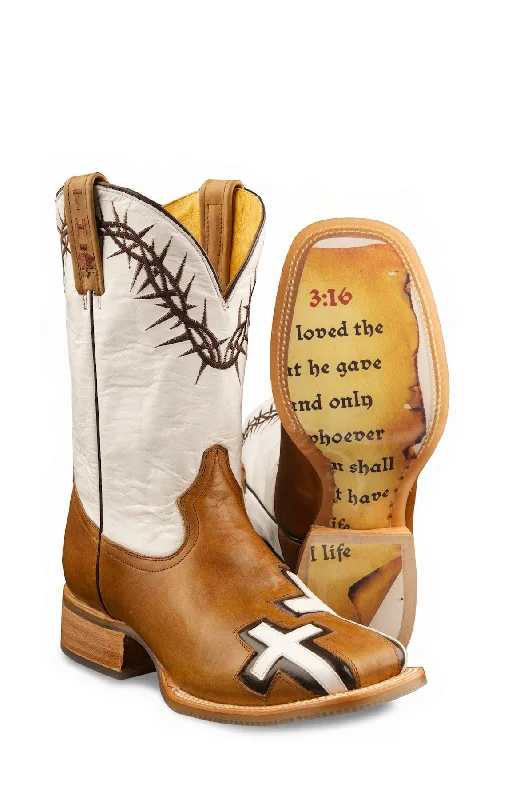 Tin Haul Womens Brown/White Leather Between Two Thieves Cowboy Boots