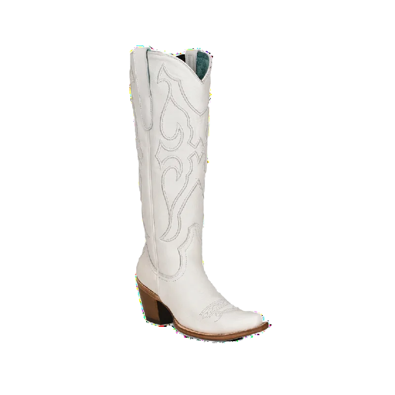 Corral Women's Pure Embroidery Snip Toe White Boots