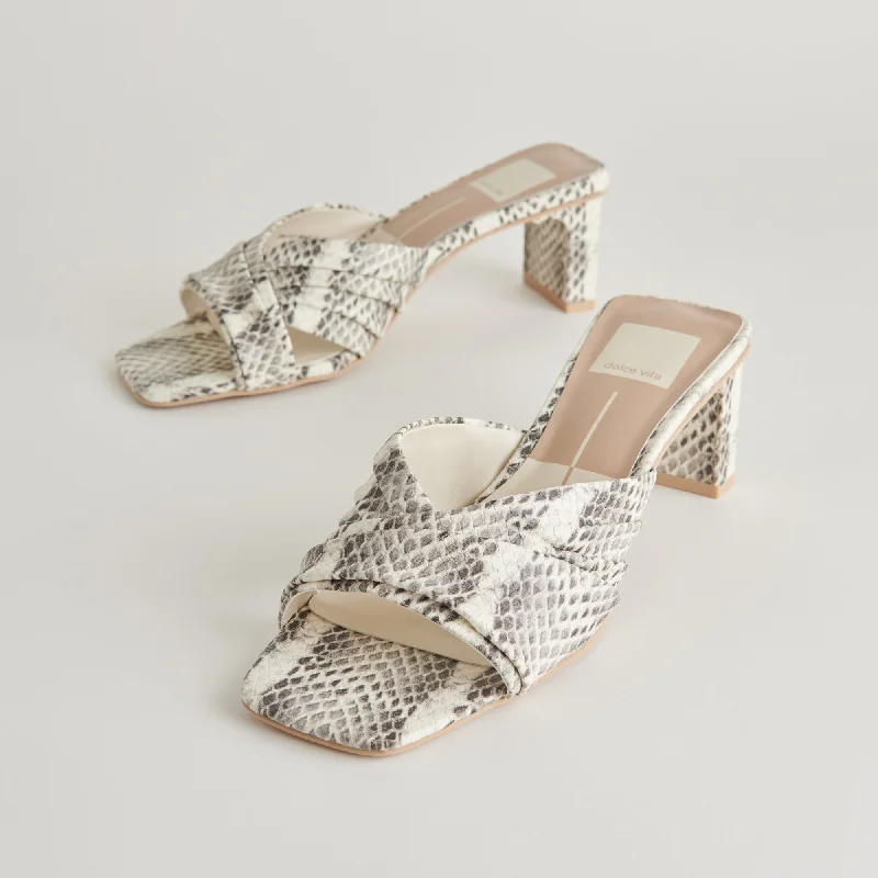 CARLAN HEELS GREY WHITE EMBOSSED SNAKE