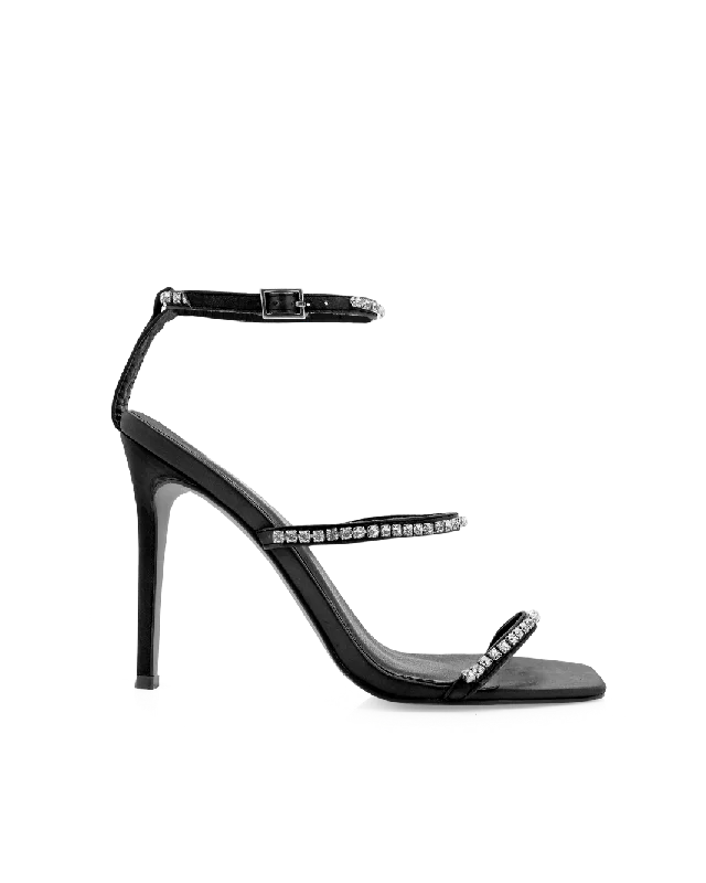 GIULIANA - BLACK SATIN-DIAMANTE