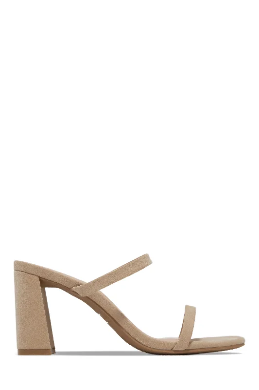 Jaynee Block Heel Mules - Nude