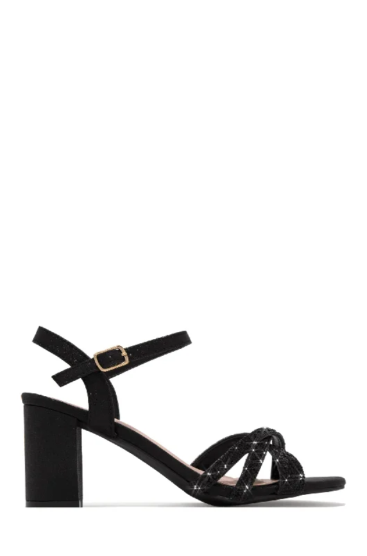 Special Guest Embellished Block Heels - Black