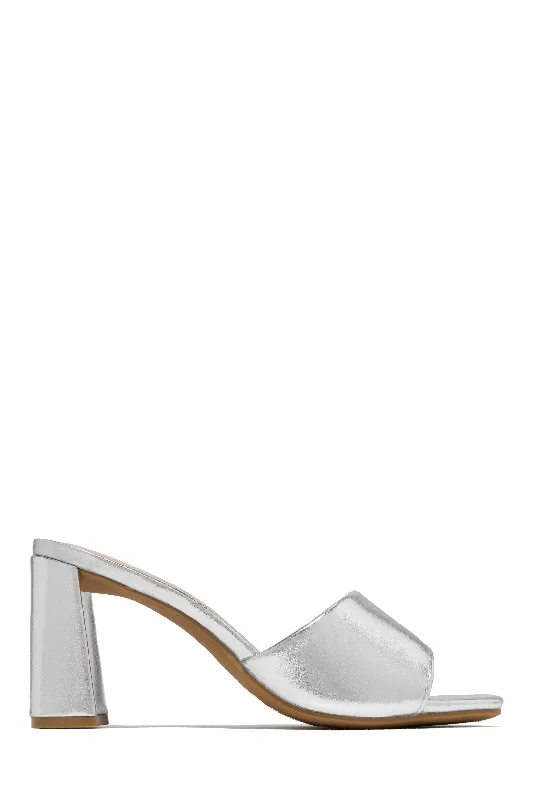 Sylva Block Heel Mules - Silver