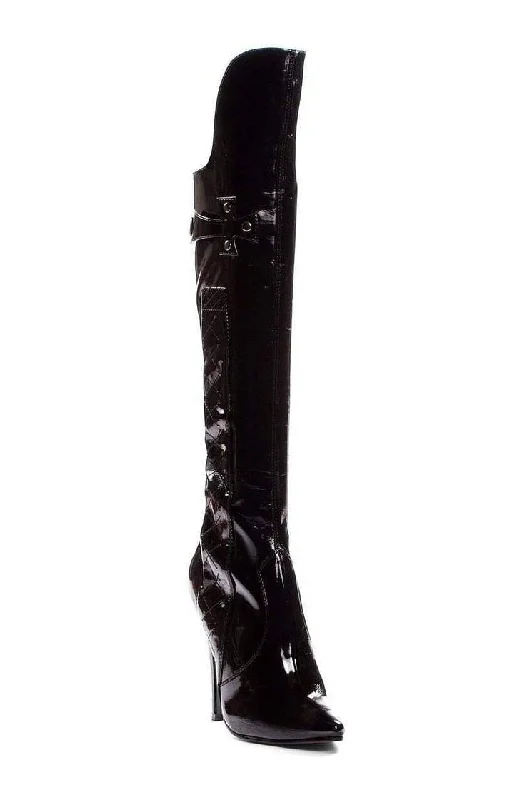 511-SADIE Knee Boot  | Black  Patent