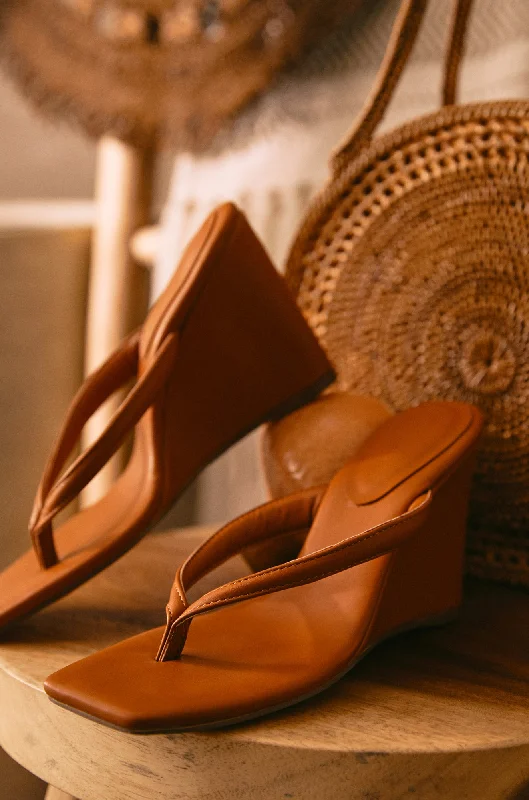 Alena Wedge Heel Mules - Tan