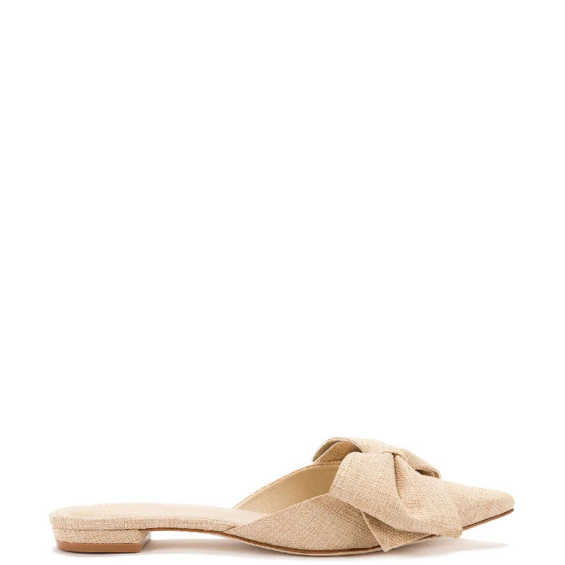 Elle Flat Mule In Beige Raffia