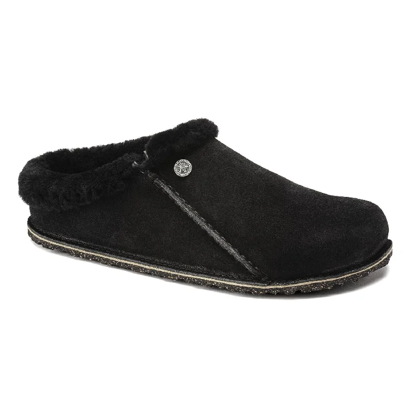 Birkenstock Zermatt Premium black suede/black shearling with rubber/cork sole