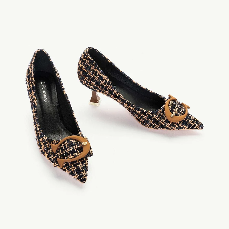 C Buckle Tweed Pumps (Olivia）