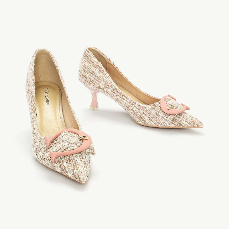 C Buckle Tweed Pumps (Olivia) Pink