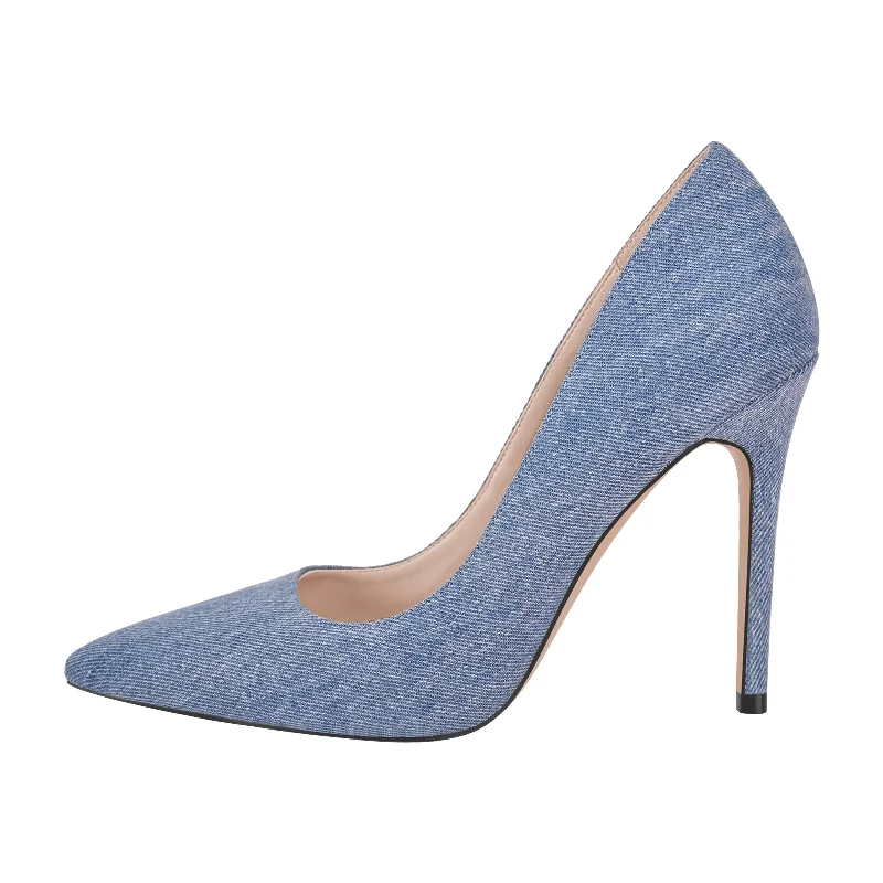 Denim Pointed Toe Stilettos Pumps