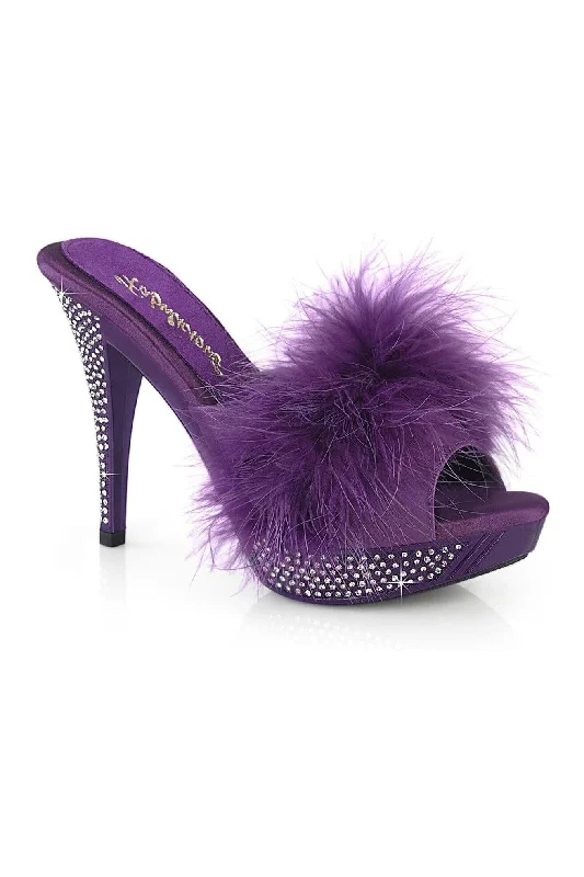 ELEGANT-401F Purple Marabou Slide