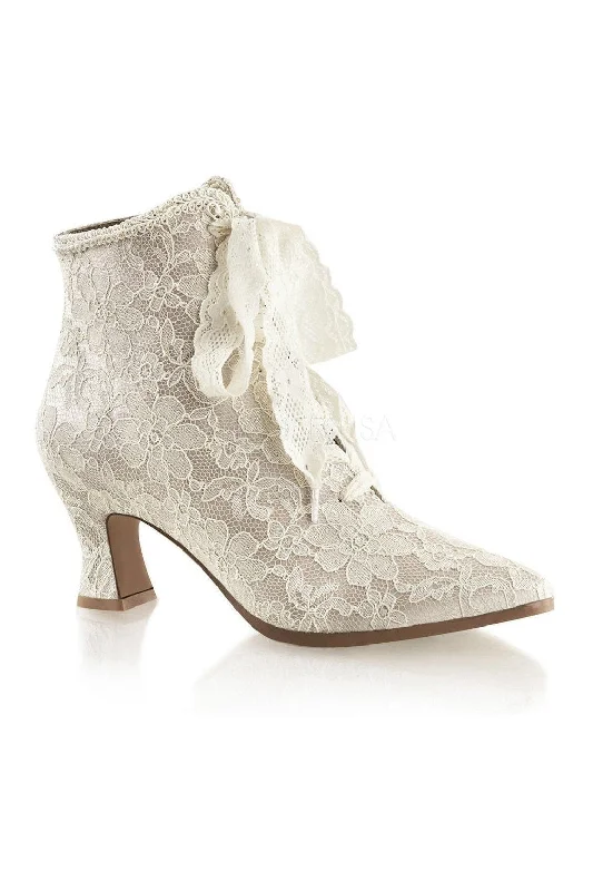 VICTORIAN-30 Ankle Boot | Champagne Genuine Satin